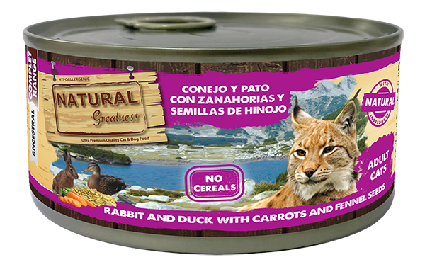 Natural Greatness can for cats, rabbit and duck, 185 grams