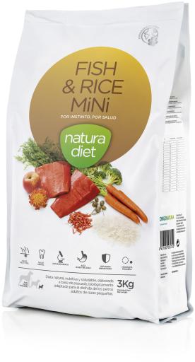 Natura Diet Pienso de Pescado y Arroz para Perros Mini