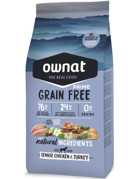 Ownat Grain Free Prime senior pollo y pavo