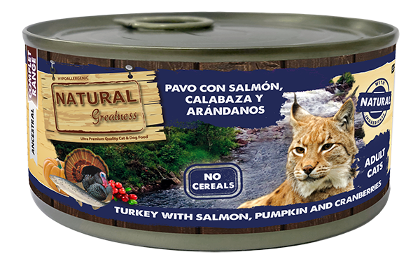 Natural Greatness Pavo con Salmon, Calabaza y Arándanos 185g