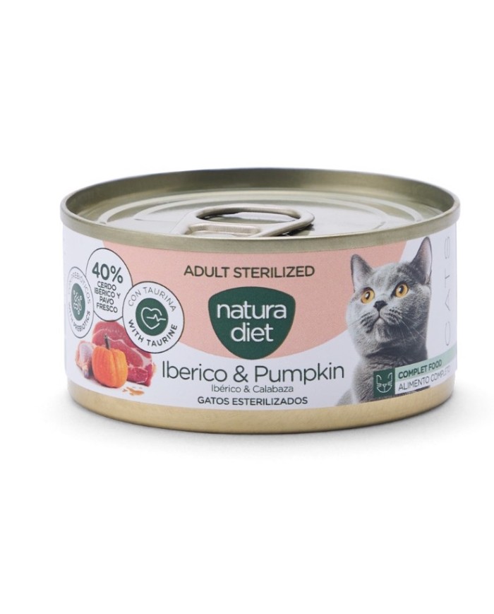 Natura Diet Ibérico y Calabaza para Gatos Adultos Esterilizados 85gr