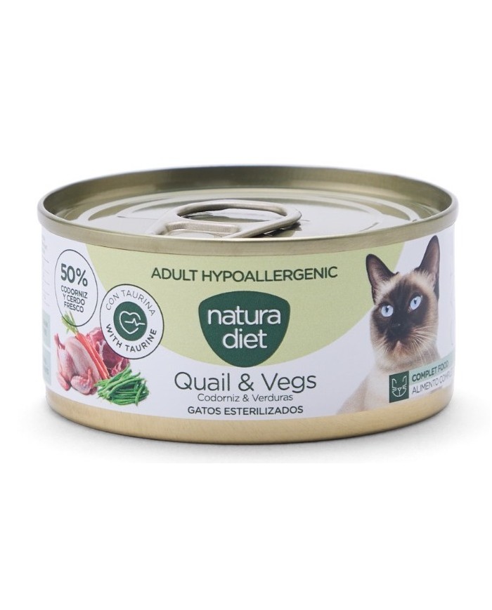 Natura Diet Hipoalergénico de Codorniz y Vegetales para Gatos Adultos 85gr