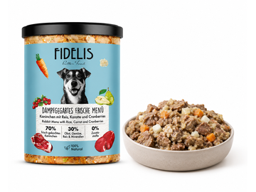 Fidelis Menú Fresco Conejo, arroz, zanahoria y arandános 400gr