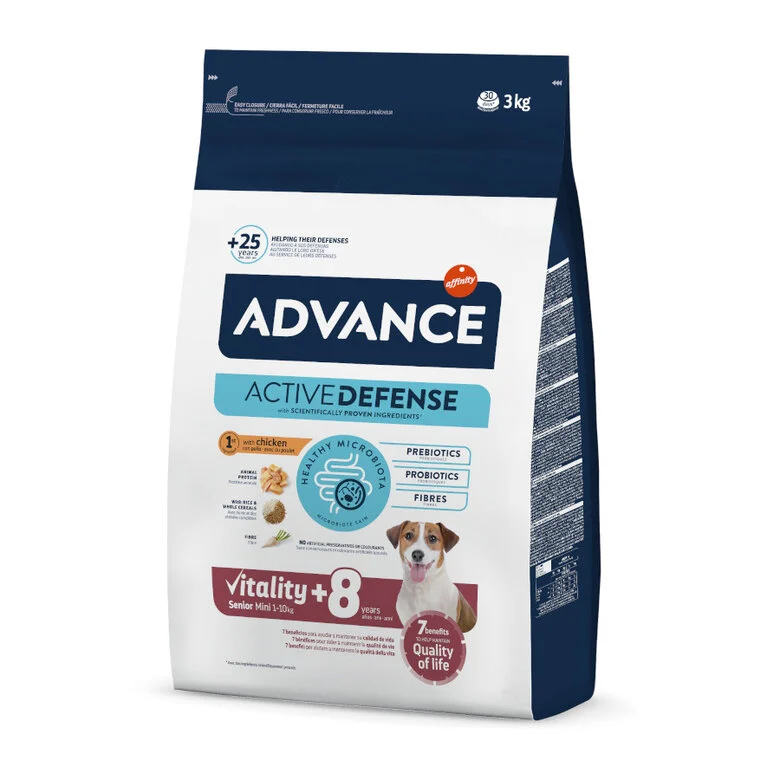 Advance Vitality de Pollo y Arroz para Perros Senior Mini +8