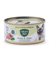 Natura Diet Hipoalergénico de Codorniz y Vegetales para Gatos Adultos 85gr
